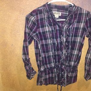 Kid girl long sleeve plaid purple